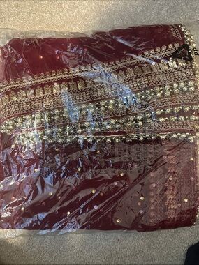 Elegant Women's Maroon Embellished Stole